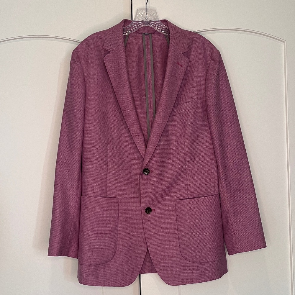 Bonobos Jetsetter Italian Wool Blazer 40R Slim Fit – Raspberry Plum